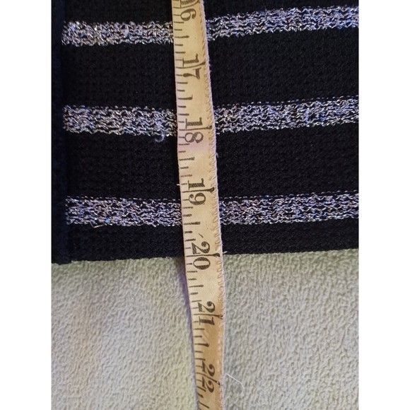 Jones New York Signature Womens Cardigan Black Silver Striped Sweater Medium - Picture 7 of 8